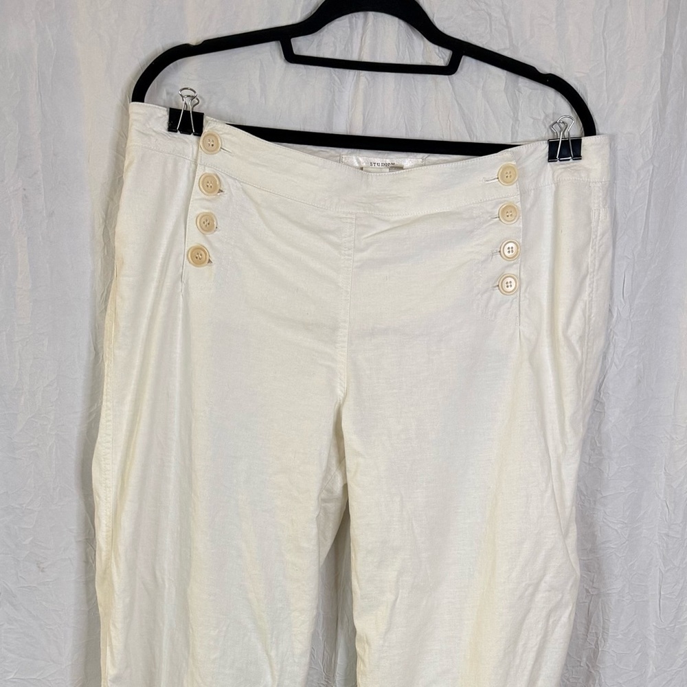 Studio M Cream Linen-Blend Sailor style Pants Sz 12